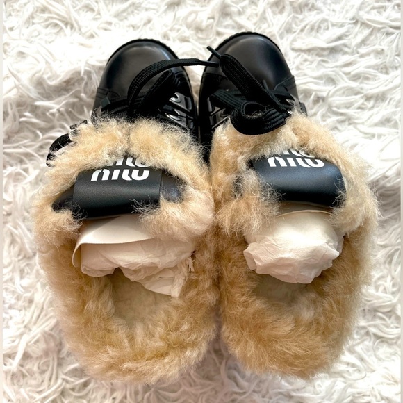 Miu Miu Winter Platform Mules in Black NWT - Picture 11 of 15